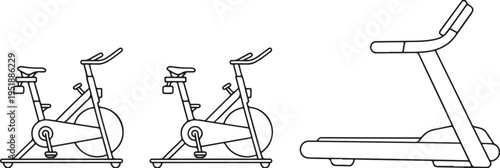 Simple Line Art of Fitness Equipment exercise bike