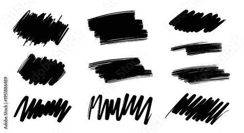 Set of various black marker strokes and scribbles for emphasis.