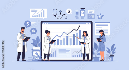 A confident female scientist stands thoughtfully, suggesting innovation and expertise. Ideal for illustrating research, medical or technological advan