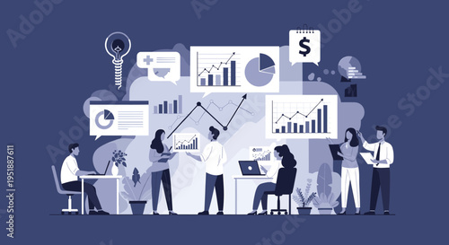 A modern illustration showing a man intently working at a desk, conveying dedication, concentration, and the potential for professional achievement in