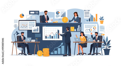 A modern vector illustration conveying concentration and productivity. Ideal for business presentations, website graphics, or social media content rel