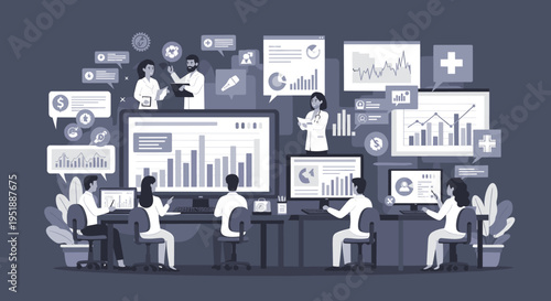 A modern illustration depicts a focused professional working diligently at their desk, conveying productivity and dedication suitable for business or 