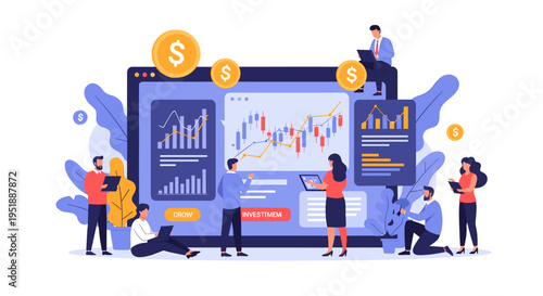 A contemporary illustration depicting a man looking at his phone, conveying a sense of connectivity and focused engagement suitable for digital market