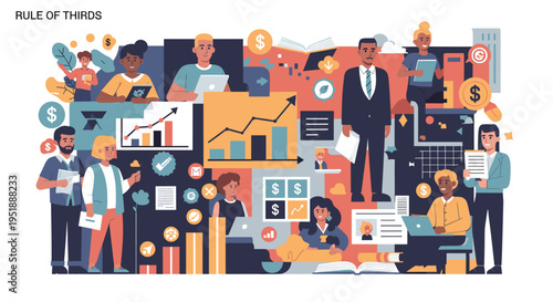 This illustration conveys a sense of collaborative effort and unified teamwork. Ideal for depicting workplace dynamics, project cooperation, and profe