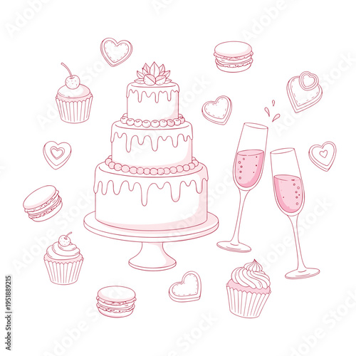 celebration pattern and decorative sketch elements doodle, hand drawn, decoration, element, party, 