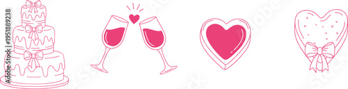 Hand drawn birthday icons and party celebration sketches cake, balloon, gift, candle, festive, event, anniversary, 