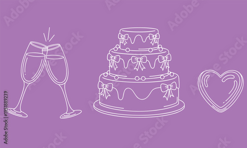 Birthday party celebration doodles and festive sketch set  cake, balloon, gift, candle, festive, event,