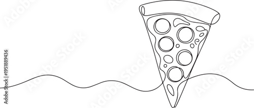 Slice of Pizza Continuous Line Drawing food italian
