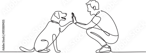 Man and Dog High Five vector illustration