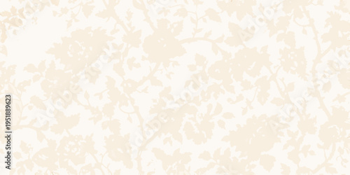 Pale beige background with a subtle repeating floral pattern
