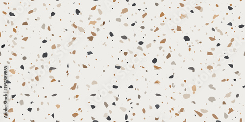 A seamless pattern of scattered terrazzo fragments in neutral tones
