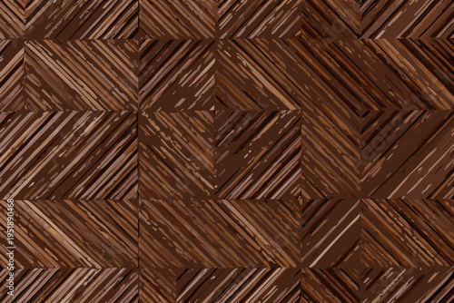 Abstract geometric pattern of textured brown squares and diagonal lines