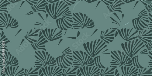 Abstract teal and darker teal pattern resembling stylized palm leaves