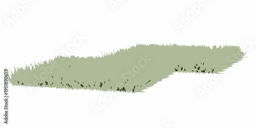 Abstract green brushstroke resembling a grassy hill or foliage shape