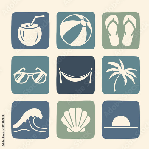 Summer Vacation Icon Set Graphics 1.