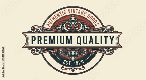 Premium Quality Authentic Vintage Goods Est 1920 Emblem Design.