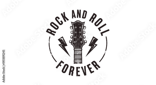 Rock and Roll Forever Guitar Headstock Logo Design.