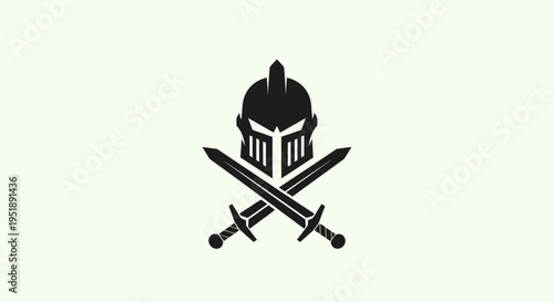 Spartan Helmet and Crossed Swords Logo Design.