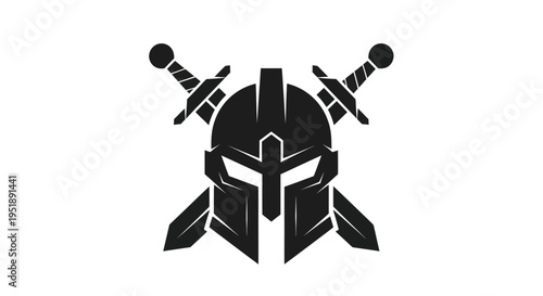 Spartan Helmet and Crossed Swords Warrior Emblem.