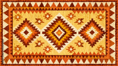 Seamless Traditional Tribal Rug Pattern with Geometric Ethnic Ornament and Earthy Tones