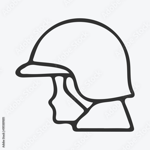 helmet line icon, outline vector illustration, helmet pictogram isolated on white background