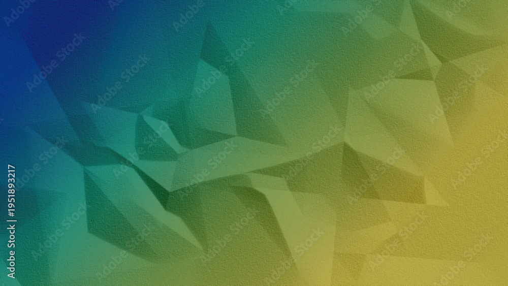 Obraz premium Abstract low poly geometric background with blue and green gradient and fine paper texture. Concept of modern creative design