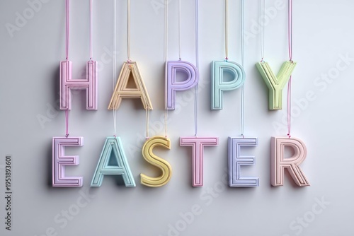 Wallpaper Mural Pastel Easter Letters Hanging on Strings Torontodigital.ca