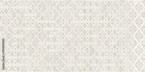Intricate geometric pattern with repeating diamond shapes in neutral tones