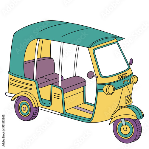 Colorful auto rickshaw illustration