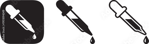 Modern pipette icon bold uniform stroke vector.