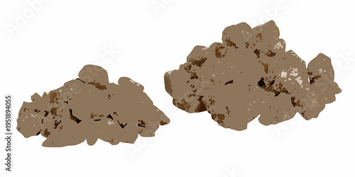 Two clumps of soil or earth isolated on a white background