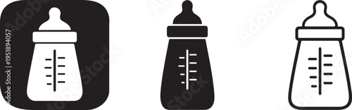 Modern milk bottle baby icon bold stroke vector.