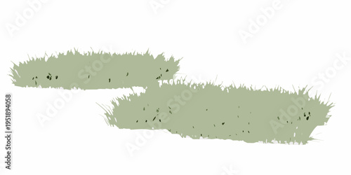 Simple illustration of two green grassy patches on a white background