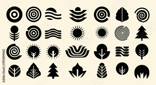 Minimalist Nature and Abstract Symbols Collection.