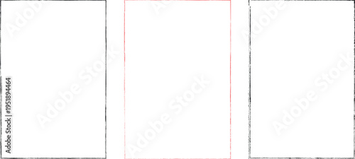 Set of vector border frames with rough edges . Rectangular frame template collection . distress texture . Grunge tiny frame borders isolated on the background . Rough edges effect
