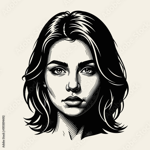 Striking Black and White Portrait of a Young Woman.