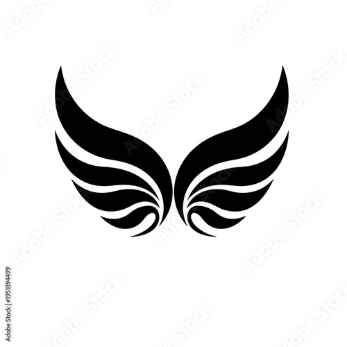 Stylized Black Wings Symbol.