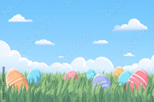 Wallpaper Mural Colorful Easter Eggs in Green Grass on Sunny Day Torontodigital.ca
