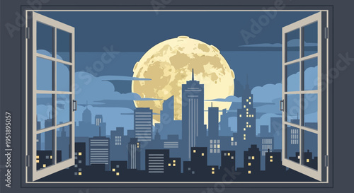 City Skyline at Night Time.