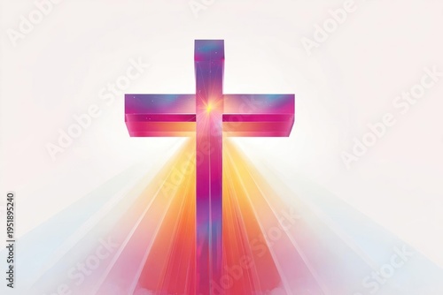 Wallpaper Mural Rainbow Cross Glowing with Light Beams on White Background Torontodigital.ca