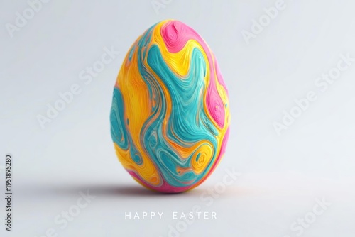 Wallpaper Mural Colorful Easter Egg with Swirly Pattern on White Background Torontodigital.ca