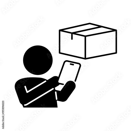 スマホで宅配物の配達状況を確認している人のアイコン