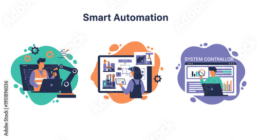 Set of 3 smart automation icons vector