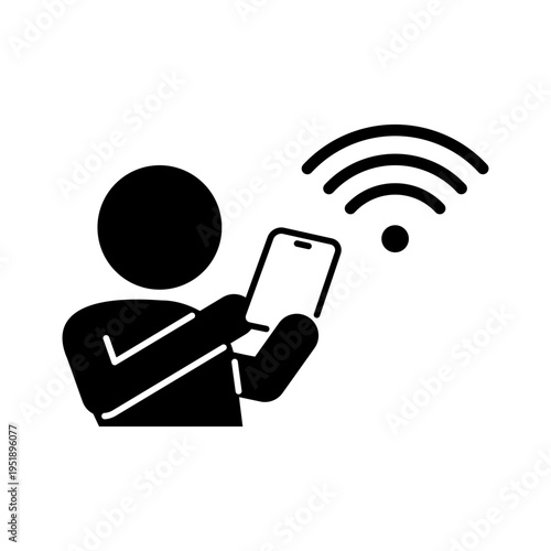 スマホをWi-Fi環境で使用している人のアイコン