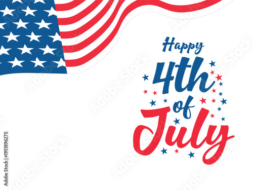 Happy 4th of July background with American flag and patriotic star