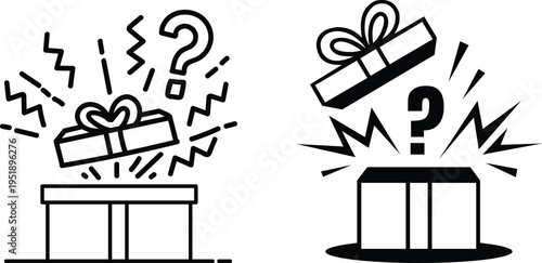 Surprise reward and giveaways mystery gift box icon vector set