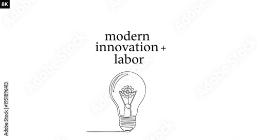 Vector light bulb icon with modern innovation and labor text