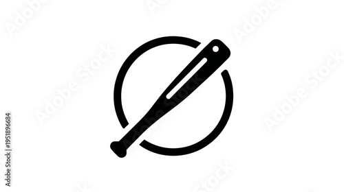 A black baseball bat icon with a single small circle placed inside a larger ring