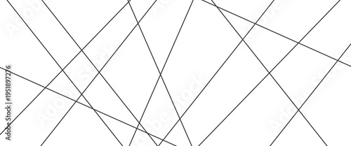 Abstract background with thin black chaotic crossing lines on white. Minimalist geometric pattern and simple linear texture for modern architectural design and creative tech layout