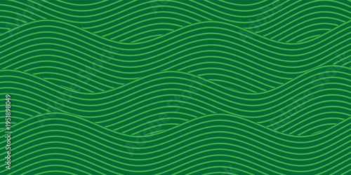 Seamless green vineyard pattern with organic wavy lines of grape fields. Eco‑friendly farm texture, abstract striped landscape, natural agriculture background, botanical vector design for rustic decor